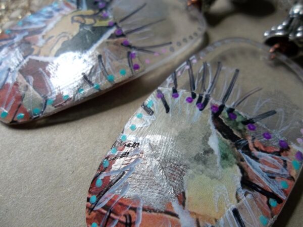 Product Image: Glass Lenses Paper Collage Earrings with Stone Crystals