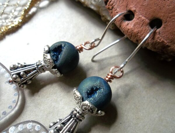 Product Image: Glass Lenses Paper Collage Earrings with Stone Crystals