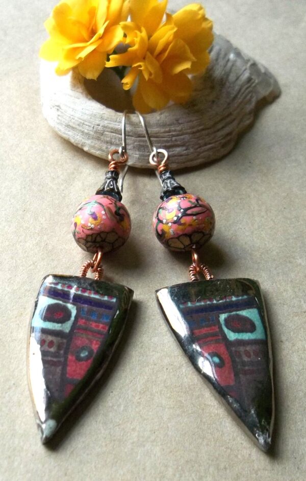 Product Image: Ceramic Shield And Polymer Earrings