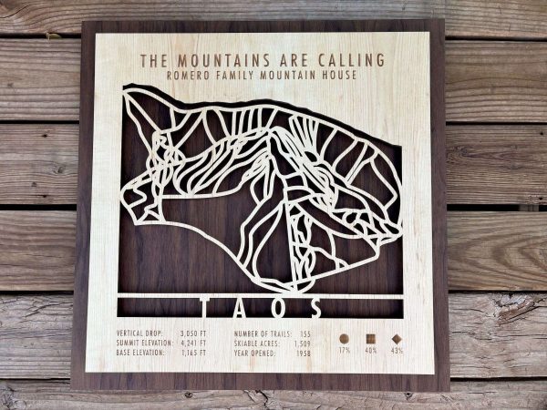 Product Image: Taos Ski Trail Map – Shadowbox Style with Personalization