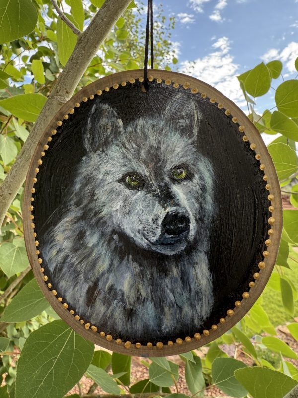 Product Image: Protector Wolf — Original Hand-Painted Aspen Wood Slice