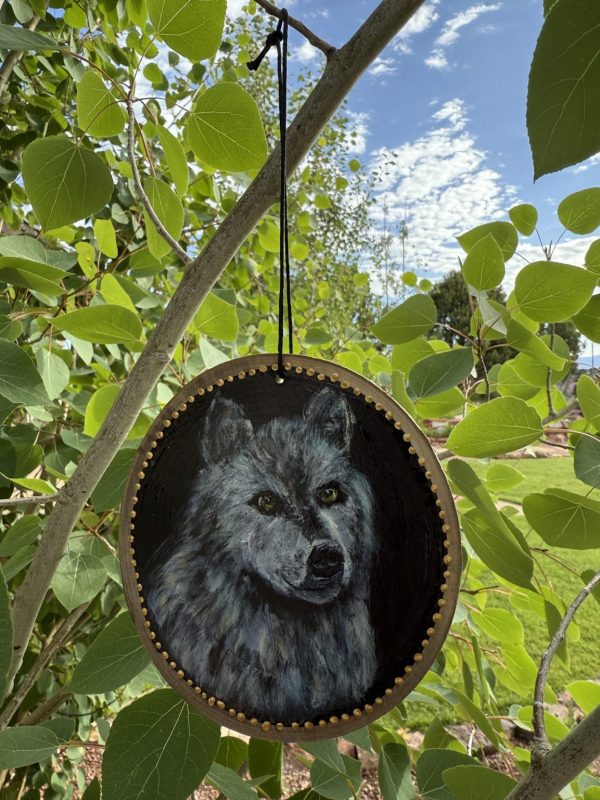 Product Image: Protector Wolf — Original Hand-Painted Aspen Wood Slice