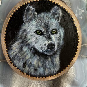 Product Image: Protector Wolf — Original Hand-Painted Aspen Wood Slice