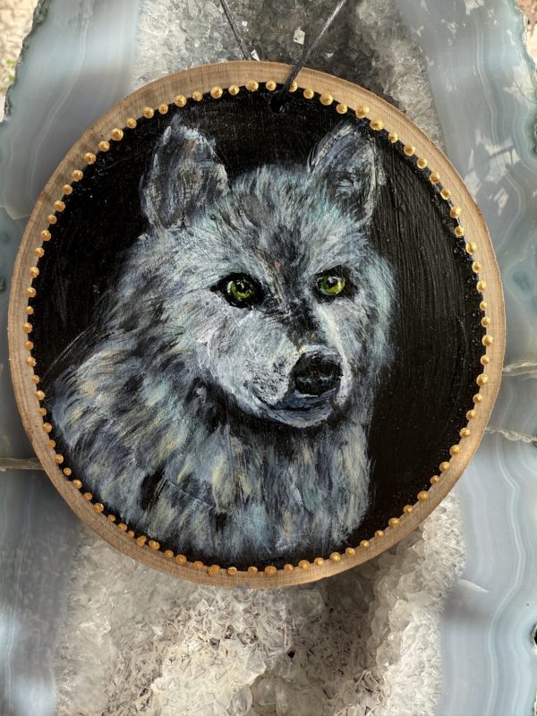Product Image: Protector Wolf — Original Hand-Painted Aspen Wood Slice