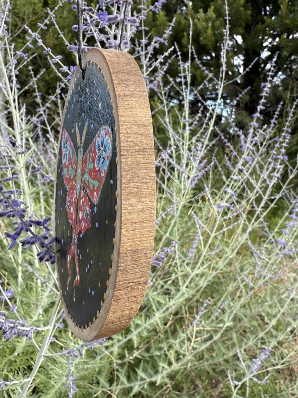 Product Image: Red Luna Moth — Original Hand-Painted Aspen Wood Slice
