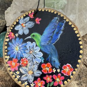 Product Image: Hummingbird Joy — Original Hand-Painted Aspen Wood Slice