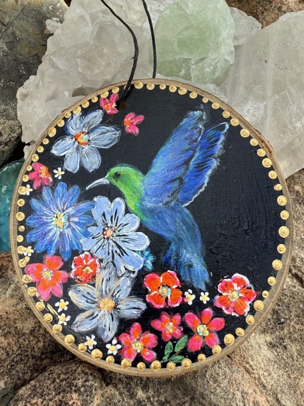 Product Image: Hummingbird Joy — Original Hand-Painted Aspen Wood Slice