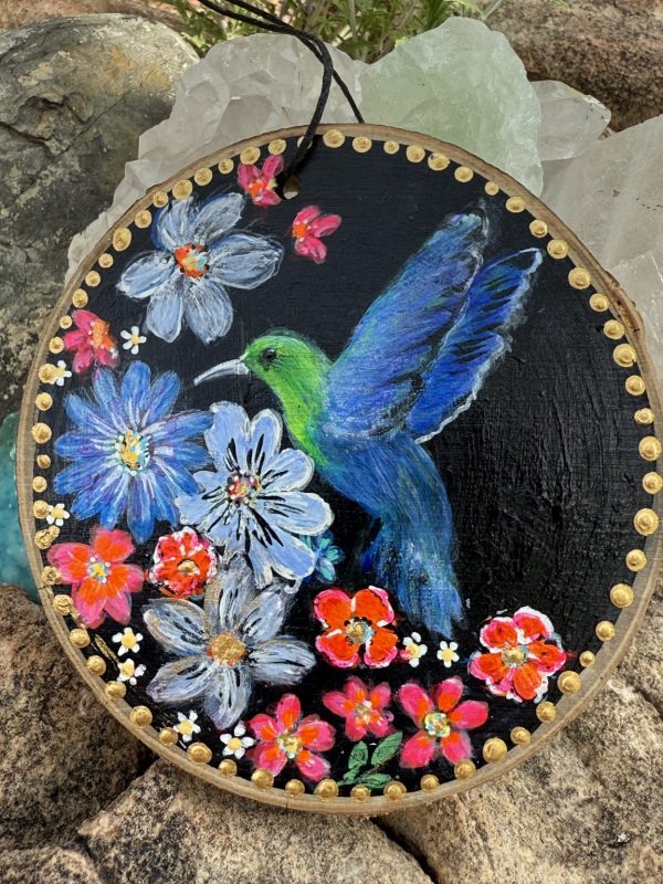 Product Image: Hummingbird Joy — Original Hand-Painted Aspen Wood Slice