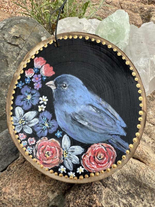 Product Image: Blue Bird Beauty — Original Hand-Painted Aspen Wood Slice