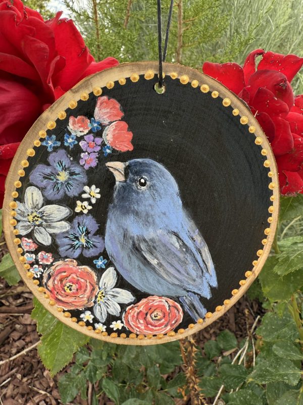 Product Image: Blue Bird Beauty — Original Hand-Painted Aspen Wood Slice