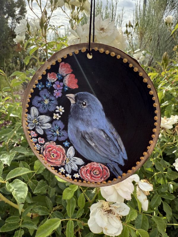 Product Image: Blue Bird Beauty — Original Hand-Painted Aspen Wood Slice