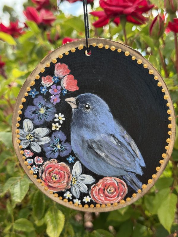 Product Image: Blue Bird Beauty — Original Hand-Painted Aspen Wood Slice