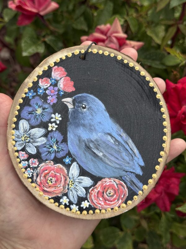 Product Image: Blue Bird Beauty — Original Hand-Painted Aspen Wood Slice