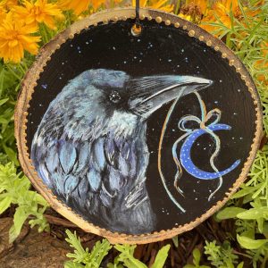 Product Image: Moon Raven — Original Hand-Painted Aspen Wood Slice