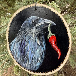 Product Image: Good Luck Raven – Original Hand-Painted Aspen Wood Slice