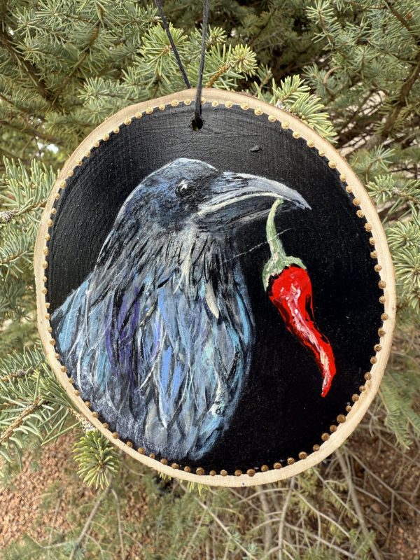 Product Image: Good Luck Raven – Original Hand-Painted Aspen Wood Slice