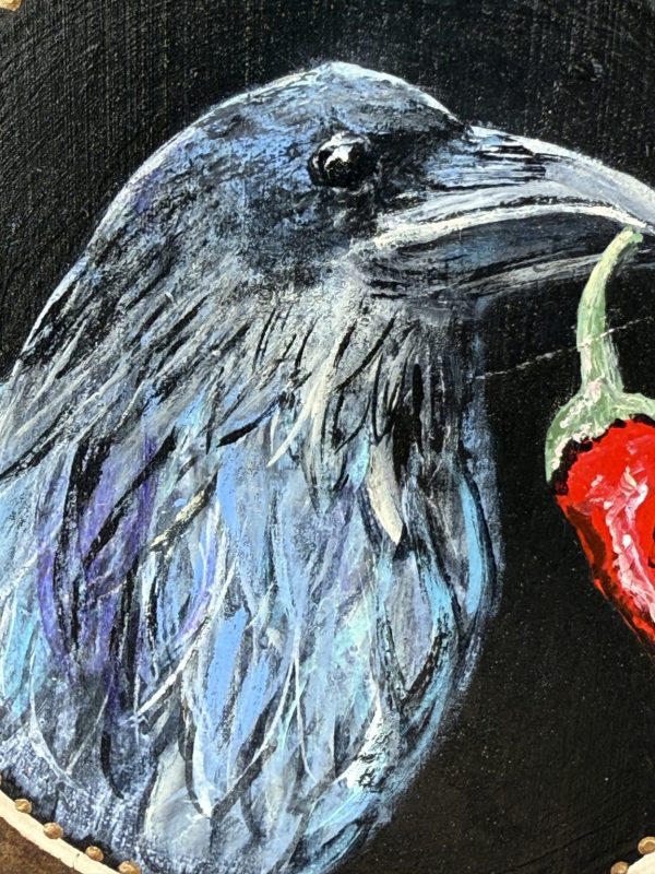 Product Image: Good Luck Raven – Original Hand-Painted Aspen Wood Slice
