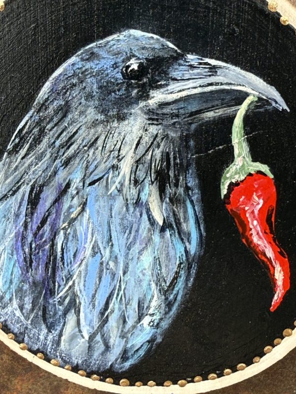 Product Image: Good Luck Raven – Original Hand-Painted Aspen Wood Slice
