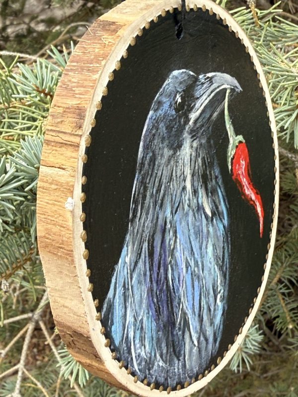 Product Image: Good Luck Raven – Original Hand-Painted Aspen Wood Slice