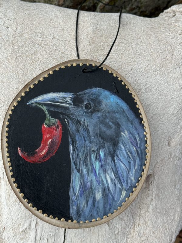 Product Image: Spirit Raven — Original Hand-Painted Aspen Wood Slice
