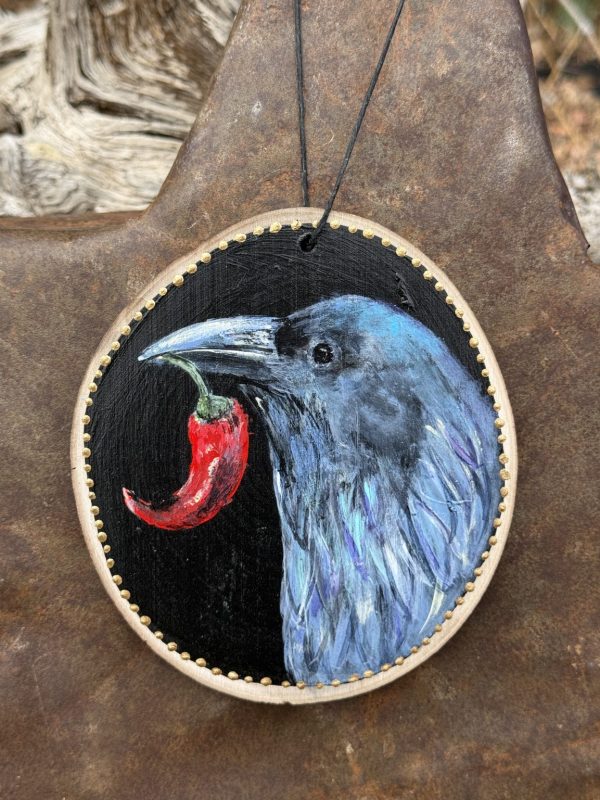 Product Image: Spirit Raven — Original Hand-Painted Aspen Wood Slice
