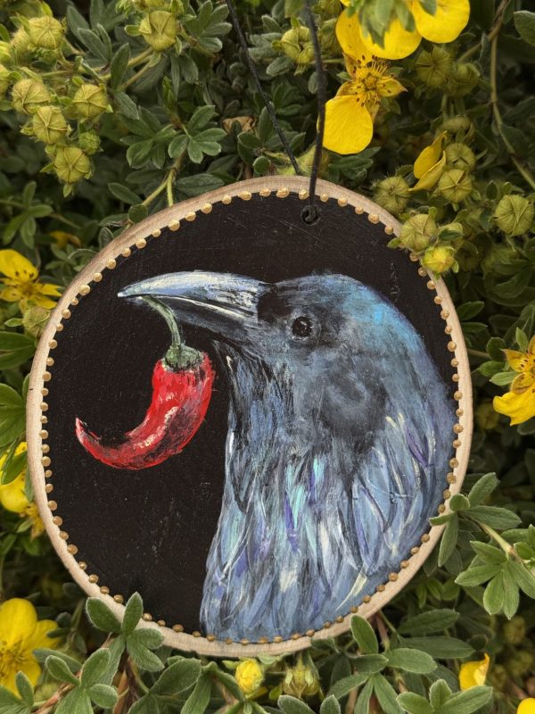 Product Image: Spirit Raven — Original Hand-Painted Aspen Wood Slice