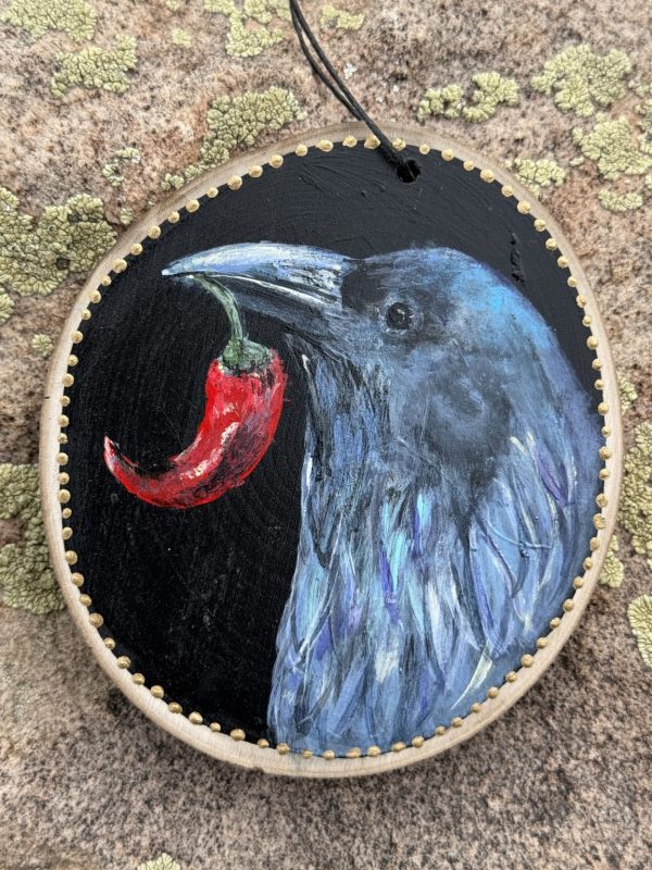 Product Image: Spirit Raven — Original Hand-Painted Aspen Wood Slice