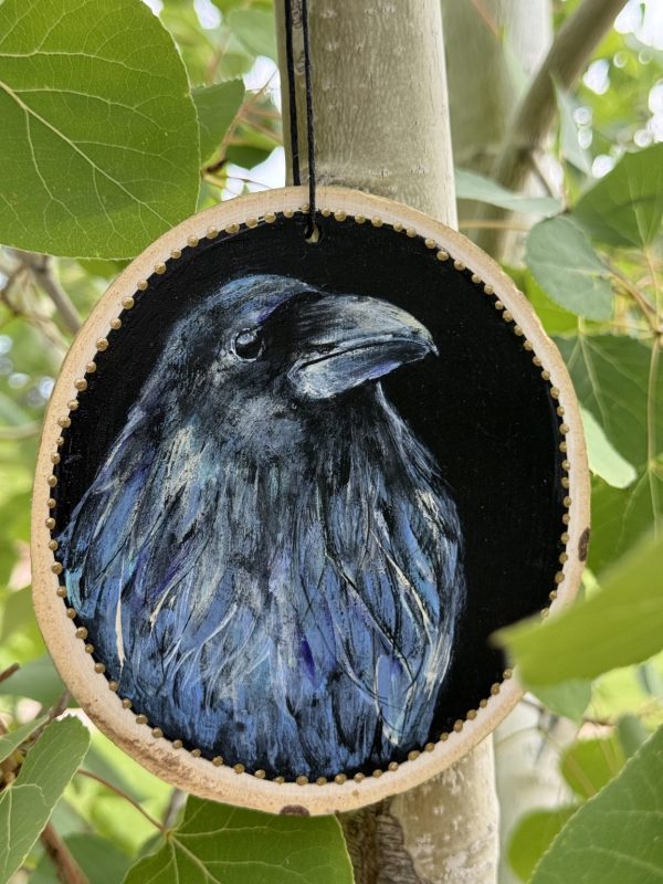 Product Image: Midnight Raven — Original Hand-Painted Aspen Wood Slice