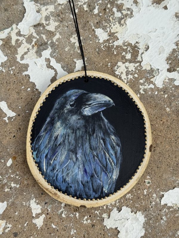 Product Image: Midnight Raven — Original Hand-Painted Aspen Wood Slice