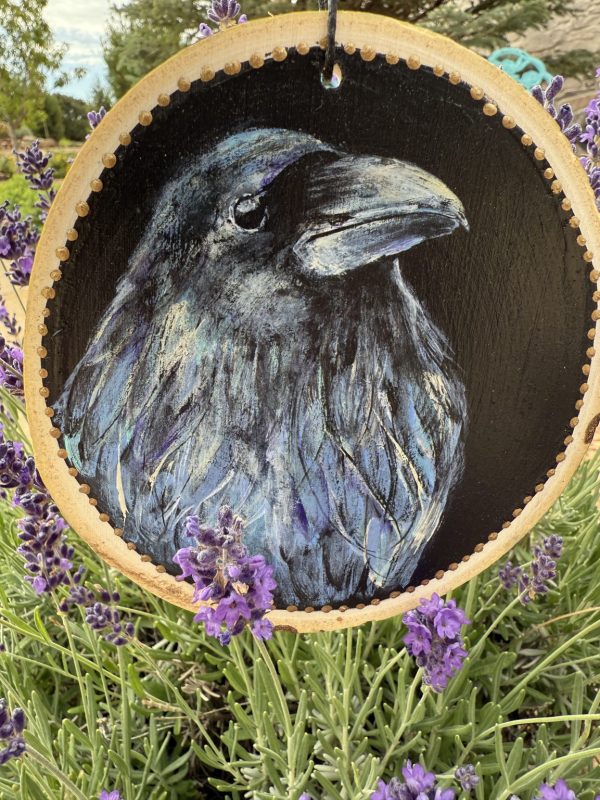 Product Image: Midnight Raven — Original Hand-Painted Aspen Wood Slice