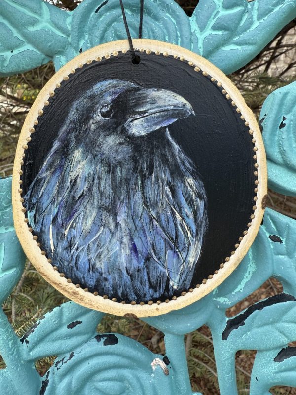 Product Image: Midnight Raven — Original Hand-Painted Aspen Wood Slice