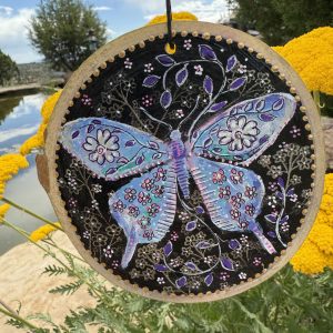 Product Image: Blue Butterfly Dream — Original Hand-Painted Aspen Wood Slice