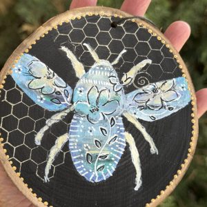 Product Image: Bee Joyful — Original Hand-Painted Aspen Wood Slice