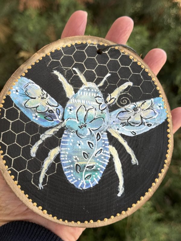 Product Image: Bee Joyful — Original Hand-Painted Aspen Wood Slice