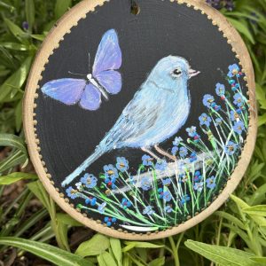 Product Image: Blue Bird in Spring — Original Hand-Painted Aspen Wood Slice