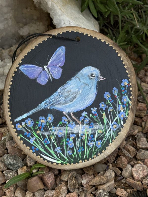 Product Image: Blue Bird in Spring — Original Hand-Painted Aspen Wood Slice