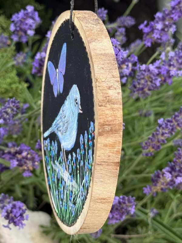 Product Image: Blue Bird in Spring — Original Hand-Painted Aspen Wood Slice