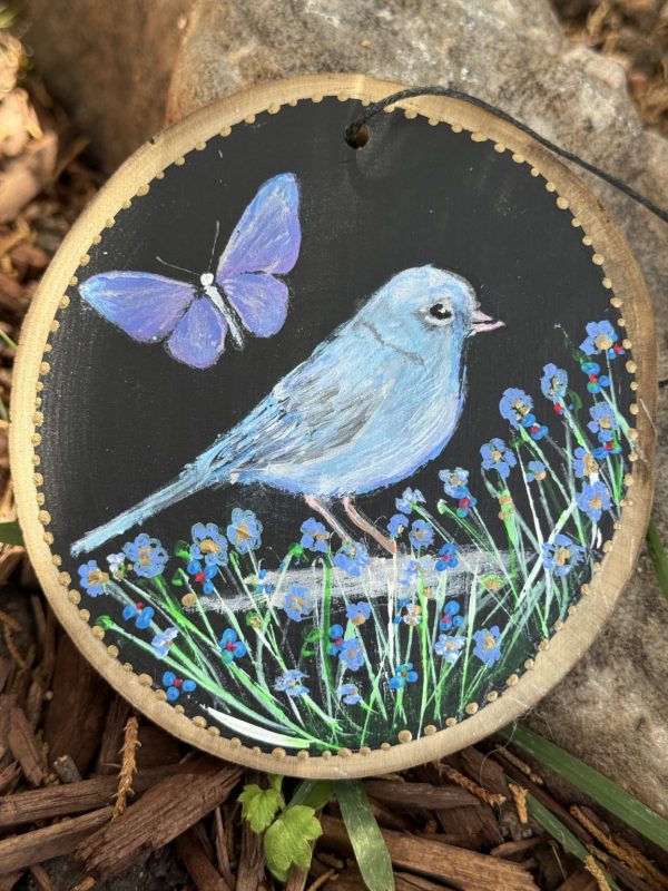 Product Image: Blue Bird in Spring — Original Hand-Painted Aspen Wood Slice
