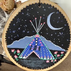 Product Image: Blue TeePee — Acrylic on Aspen Wood Slice