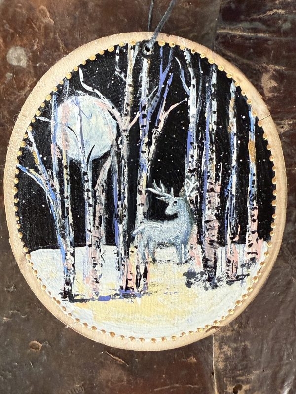 Product Image: Whispers of the Aspen Moon — Original Hand-Painted Aspen Wood Slice