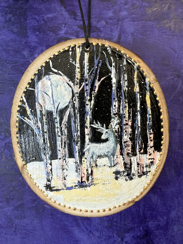 Product Image: Whispers of the Aspen Moon — Original Hand-Painted Aspen Wood Slice