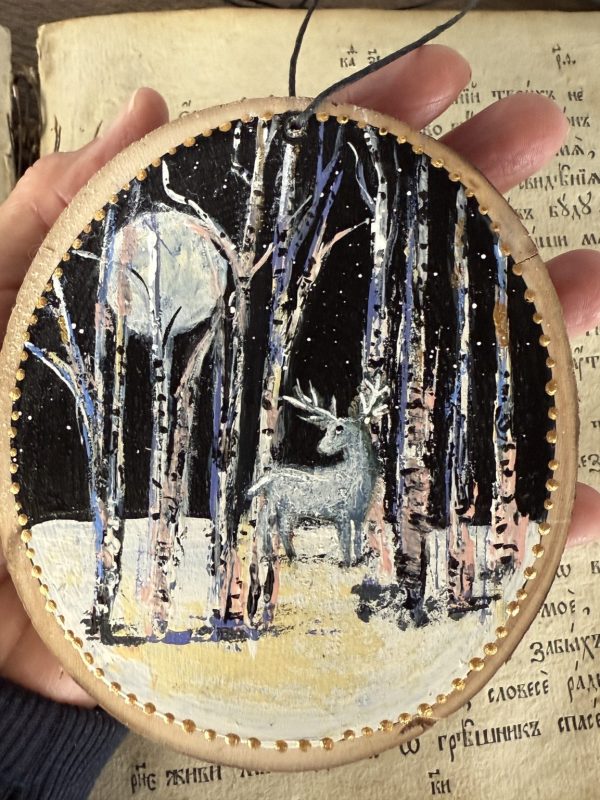 Product Image: Whispers of the Aspen Moon — Original Hand-Painted Aspen Wood Slice