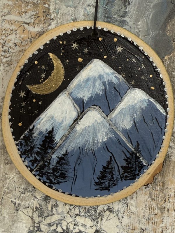 Product Image: Mountain Serenity — Original Hand-Painted Aspen Wood Slice