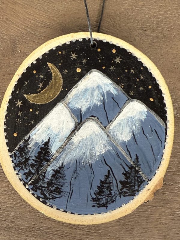 Product Image: Mountain Serenity — Original Hand-Painted Aspen Wood Slice