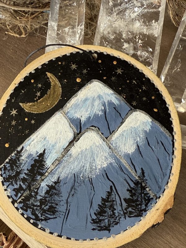 Product Image: Mountain Serenity — Original Hand-Painted Aspen Wood Slice