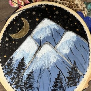 Product Image: Mountain Serenity — Original Hand-Painted Aspen Wood Slice