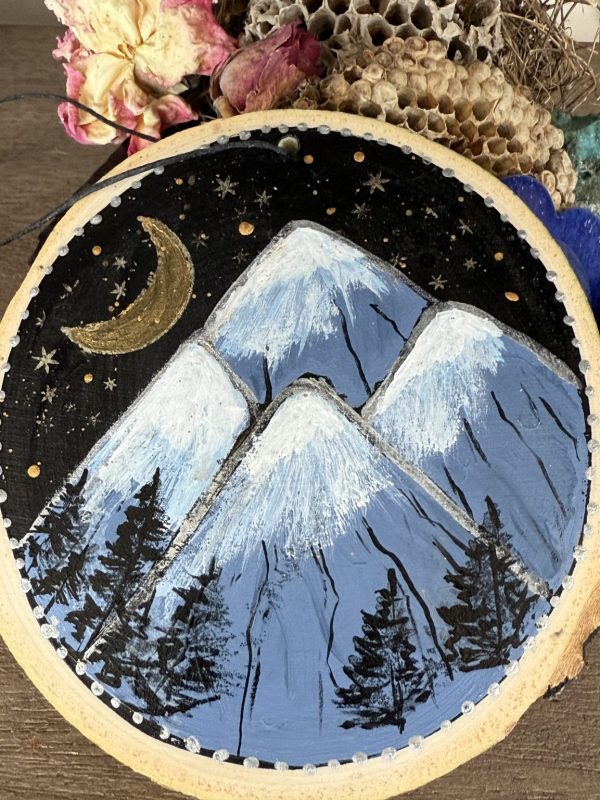 Product Image: Mountain Serenity — Original Hand-Painted Aspen Wood Slice