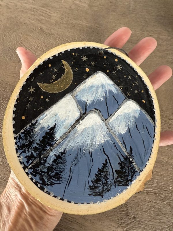 Product Image: Mountain Serenity — Original Hand-Painted Aspen Wood Slice