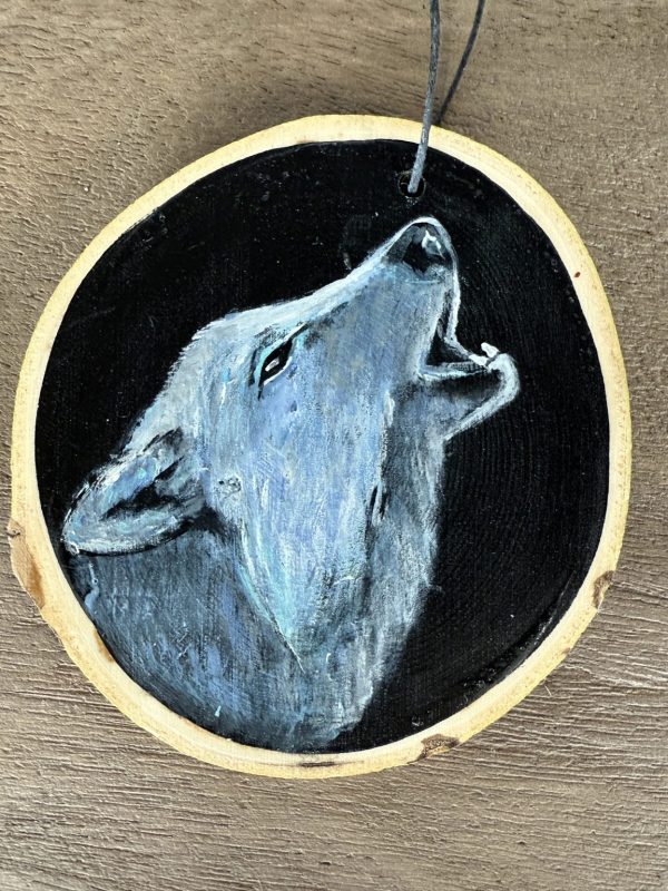 Product Image: Midnight Wolf — Original Hand-Painted Aspen Wood Slice