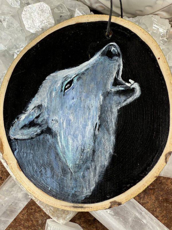 Product Image: Midnight Wolf — Original Hand-Painted Aspen Wood Slice
